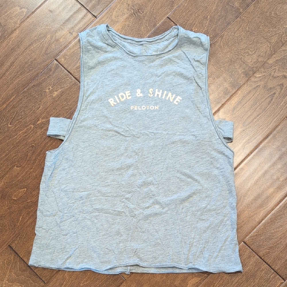 VGUC Peloton Rose Gold Ride & Shine 100% Cotton Tank Heather Gray Size M